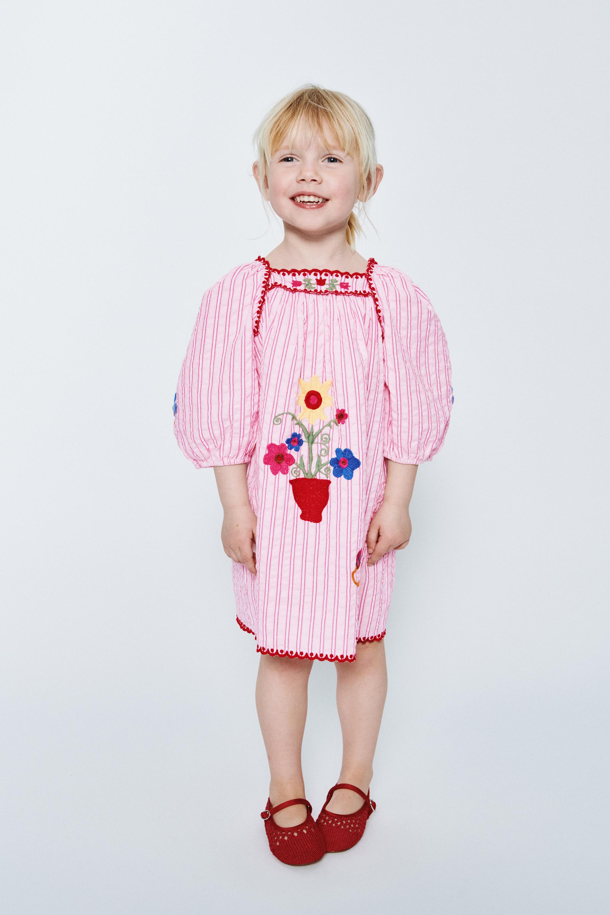 EMBROIDERED STRIPED DRESS SISSEL EDELBO X ZARA KIDS